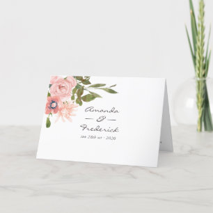 Watercolor floral Blush Pink Wedding Programme