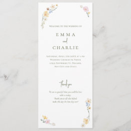 Watercolor Floral Boho Ceremony Wedding Programme