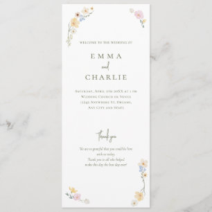 Watercolor Floral Boho Ceremony Wedding Programme
