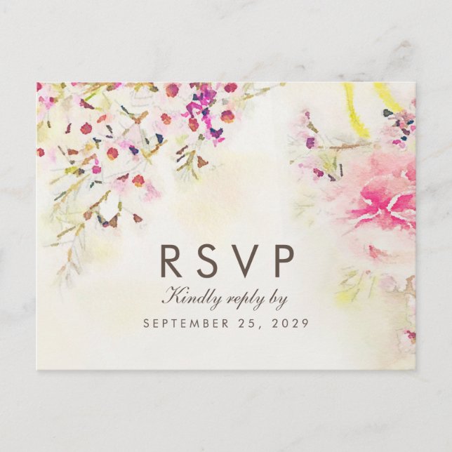 Watercolor Floral Boho Music Select RSVP Postcard (Front)
