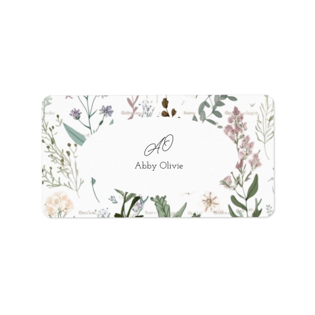Watercolor floral boho simple label (Front)