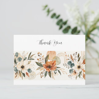 Watercolor Floral Boho Thank You Card