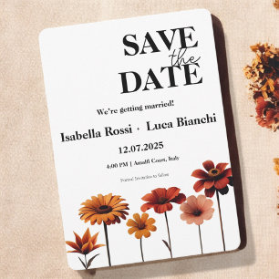 Watercolor Floral Bold Red & Orange Sunset Colours Invitation