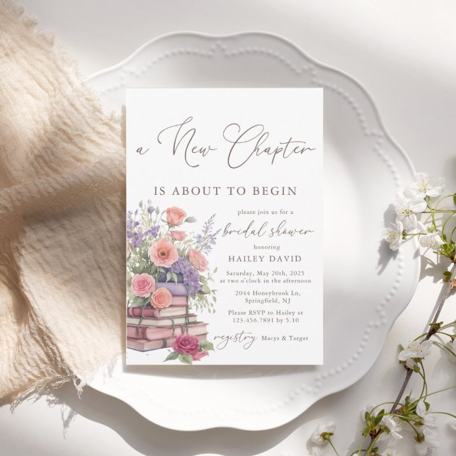 Watercolor Floral Book Bridal Shower Invitation (Creator Uploaded)