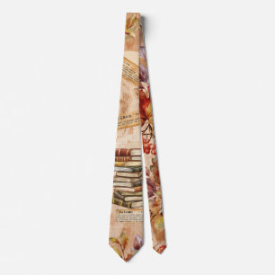 Watercolor Floral Book Lover Autumn Tie