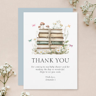 Watercolor Floral Books Baby Shower Thank You Card