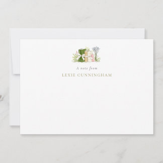 Watercolor Floral Books & Bows Personalised Card