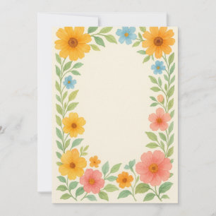 Watercolor Floral Border Greeting Card