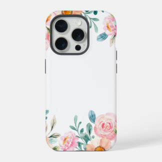 Watercolor floral border iPhone 15 pro case