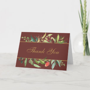 Watercolor Floral Border Thank You Card