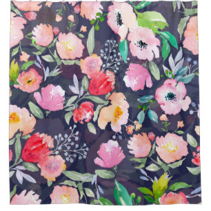 Watercolor floral botanical pattern and seamless b shower curtain