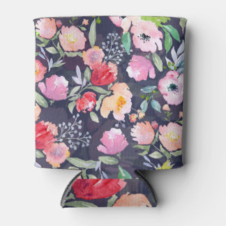 Watercolor Floral Botanical: Raster Illustration Can Cooler