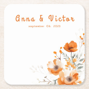 Watercolor Floral Botanical Romantic Napkins Square Paper Coaster