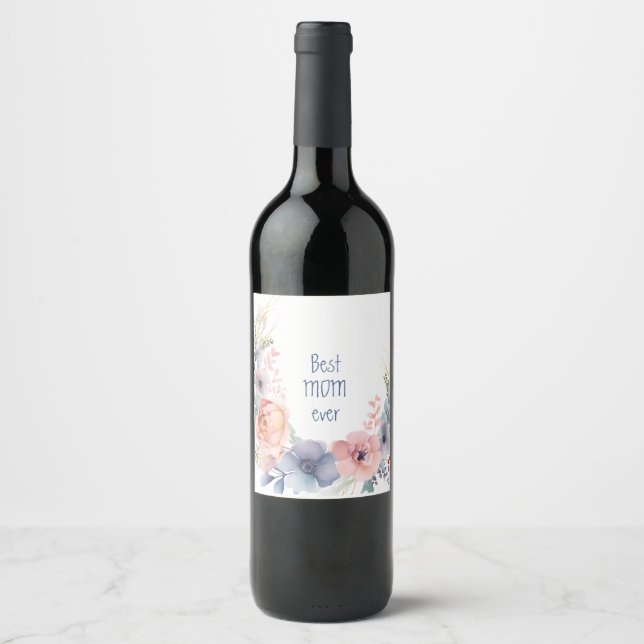 Watercolor Floral Botanical Romantic Wine Label (Front)