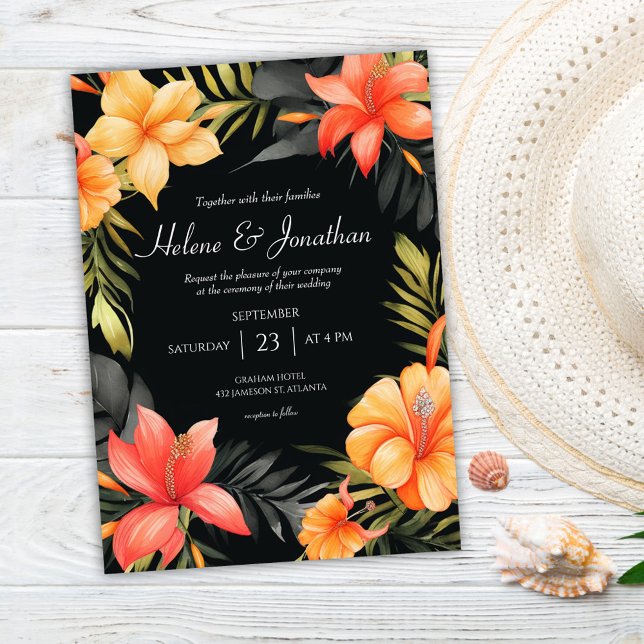 Watercolor Floral Botanical Tropical Wedding Invitation (Watercolor Floral Botanical Tropical Wedding Invitation)