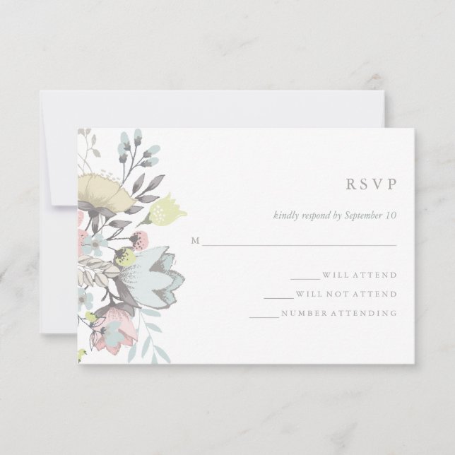 Watercolor Floral Botanical Wedding RSVP Card (Front)
