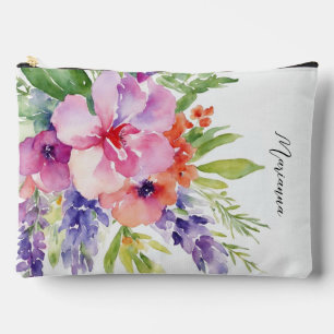 Watercolor Floral Bouquet Accessory Pouch