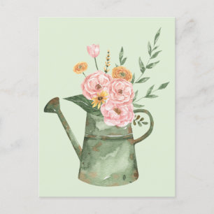 Watercolor floral bouquet art postcard