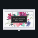 Watercolor Floral Bouquet Business Card Holder<br><div class="desc">Beautifully vibrant and feminine,  this business card holder design features a colourful bouquet of watercolor blossoms in shades of magenta,  pink,  and purple. Enter your name and business title or other text in place of the sample text.</div>