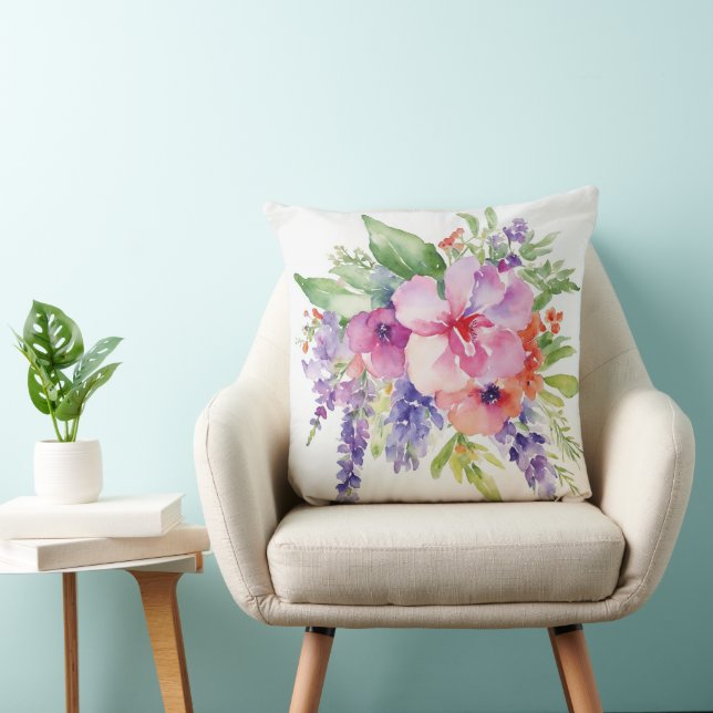Watercolor Floral Bouquet Cushion (Chair)