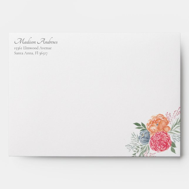 Watercolor Floral Bouquet Envelope (Front)