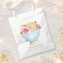 Watercolor Floral Bouquet in Teacup Bridal Shower