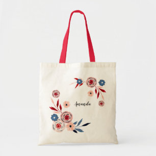 Watercolor floral bouquet ,personalised tote bag