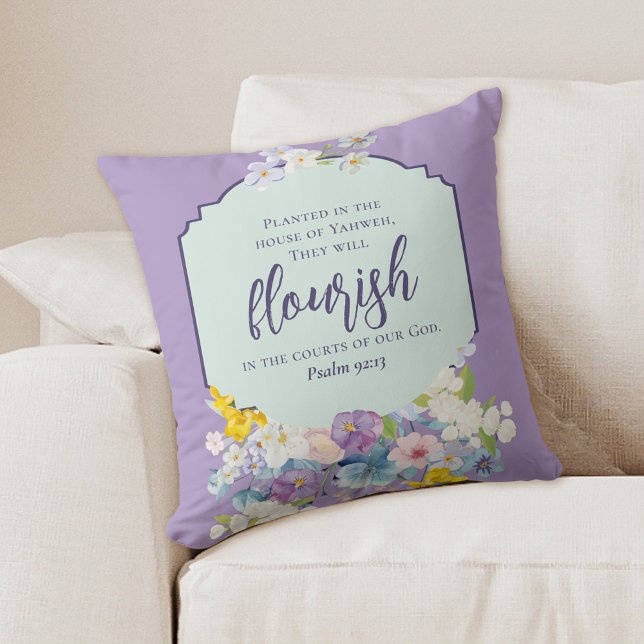 Watercolor Floral Bouquet Scripture Verse Cushion (Creator Uploaded)