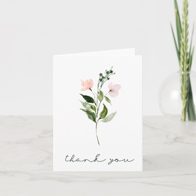 Watercolor Floral Bouquet Thank You Card (Front)