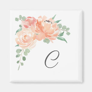 Watercolor Floral Bouquet with Your Monogram Magnet