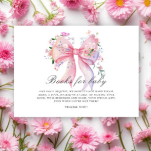 Watercolor Floral Bow and Flowers Books for baby Enclosure Card