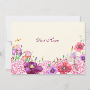 Watercolor floral branch bird nature card