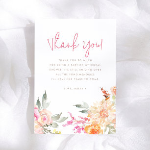 Watercolor Floral Bridal Brunch Bridal Shower Thank You Card