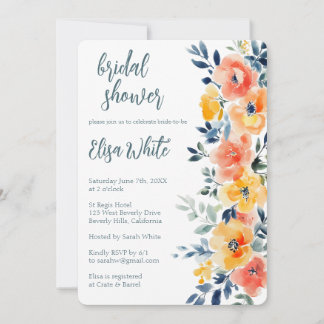 Watercolor Floral Bridal Shower CUSTOM Invitation