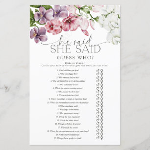 Watercolor Floral Bridal Shower Game