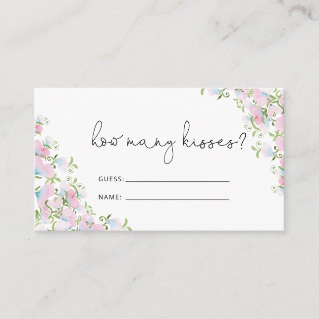 Watercolor Floral Bridal Shower Game  Enclosure Card (Front)