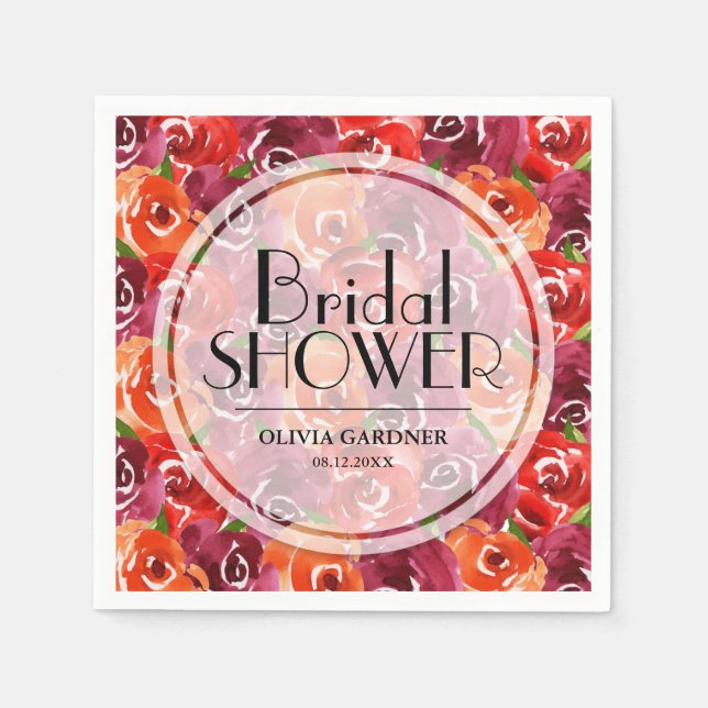Watercolor Floral Bridal Shower Napkin (Front)