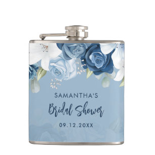 Watercolor Floral Bridal Shower Personalised Hip Flask