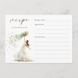 Watercolor Floral Bridal Shower Recipe Card