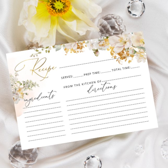 Watercolor Floral Bridal Shower Recipe Card (Creator Uploaded)