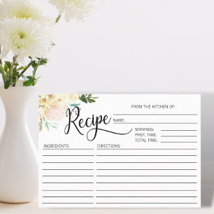 Watercolor Floral Bridal Shower RECIPE Enclosure Card