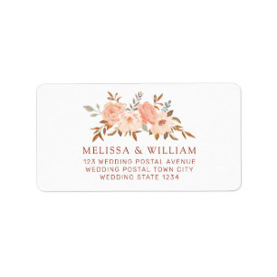 Watercolor Floral Bride & Groom Wedding Address Label