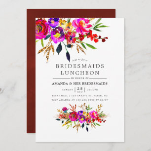 Watercolor Floral Bridesmaids Luncheon Invitation