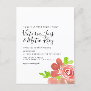 Watercolor Floral Bunch Blush Pink Wedding  Postcard