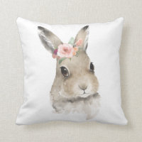Watercolor Floral Bunny Rabbit Woodland Animal