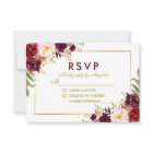 Watercolor Floral Burgundy Gold Wedding RSVP BG