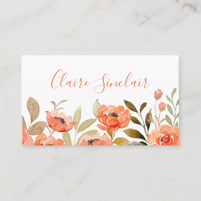 Watercolor Floral Business Card (Front)