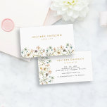 Watercolor Floral Business Card<br><div class="desc">Watercolor Floral Business Card. Chic & Stylish,  this beautiful floral business card features stunning hand-painted watercolor blush pink,  dusty blue,  and bright yellow delicate pressed vintage wildflowers with sage green botanicals.</div>