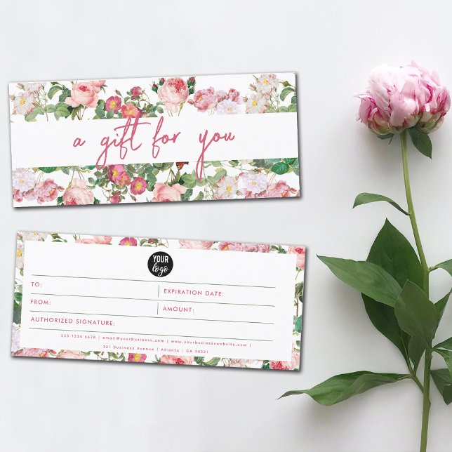 Watercolor Floral Business Logo Gift Certificate (Creator Uploaded)