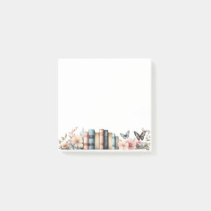 Watercolor Floral Butterfly Books Post-it Notes